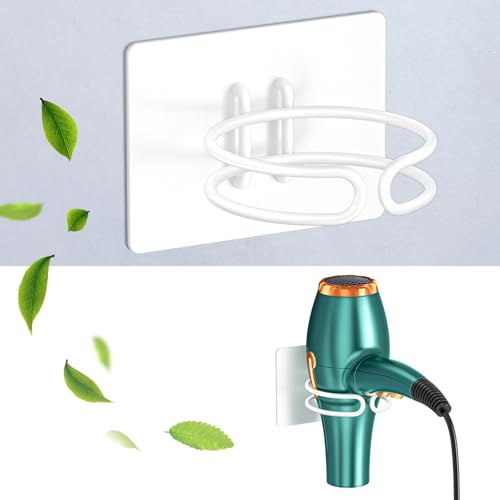 LOXSUN Porta Phon da Muro, porta Asciugacapelli Adesivo, Supporto Phon, porta Phone Bagno da Muro, Supporto Asciugacapelli, Bianco