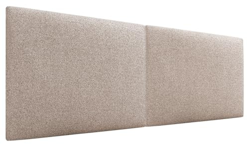 DHOME Gepolstertes Kopfteil Glatt aus Aqualine-Stoff Höhe 70 cm Dicke 4 cm und 8 cm für Wand Akustische Kopfteile Schallabsorbierend Kopfstütze (Stoff Sand, 210cm Dual, Dicke 4cm)