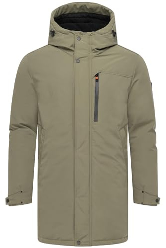 STONE HARBOUR Varm vinterkappa, parkas med vattentäta fickor med dragkedja och justerbar, fleecefodrad huva Phinoo XX S–3XL, Dammig oliv, M