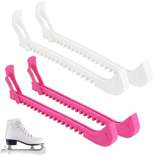 giteo bedding 2 par hockeyskridskoskydd isskridskoskydd, isskridskoåkning bladskydd med snäva hälremmar, justerbart isskridskoåkning skydd för isskridskoåkning, konståkning, hockey (rosa, vit)