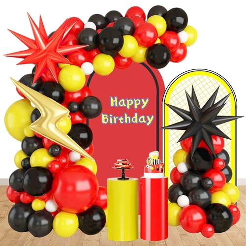 Rot Gelb Schwarz Luftballons Girlande Dekoration Redball Geburtstag Deko für Geburtstagsfeier Partys Dekoration