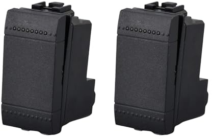 2 Pezzo Deviatore 1P 16A 220V, Compatibile Con Bticino Living International, Colore Nero, Retro Illuminabile, 1 Modulo, Serie MBL
