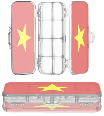 voucong Flag Of Vietnam Clear Pencil Plastic Box Double-Deck Pencil Container For Kids With Snap And Lid