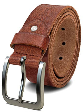ROYALZ Herren Ledergürtel aus robusten 4 mm Büffel-Leder, Voll-Leder Vintage Gürtel für Jeans Anzug Hose