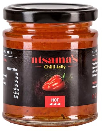 Ntsama Chilly Jelly 220g – Crispy Chilli Jam – Super Hot Flavoured Jam – Homemade from Scotch Bonnet Chillies – Sensational Hot Chilli Jelly – All Natural, No Trans Fat