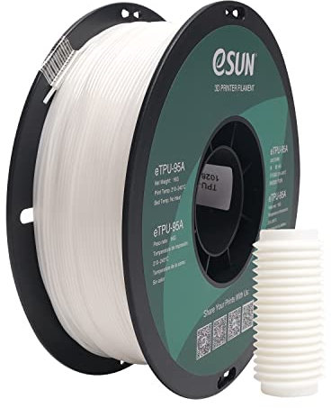 eSUN Flexibles TPU Filament 1.75mm, 3D Drucker Filament TPU-95A, Maßgenauigkeit +/- 0.05mm, 1kg Spule (2.2 LBS) 3D Druck Filament für 3D Drucker, Weiß
