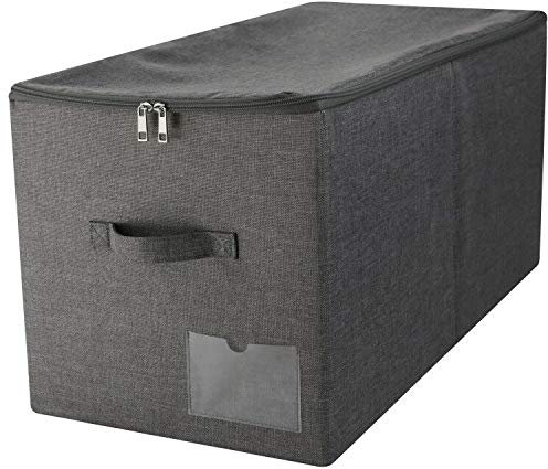 Amonsen 60L extra große Decken Bettdecken Aufbewahrungsbehälter mit Deckel, schwarz grau