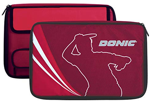 Donic-Schildkröt 818541 Bordtennisväska Legends Plus, + för upp till två racketar, plus extra bollfack, unisex, ungdom, röd, upp till två racketar