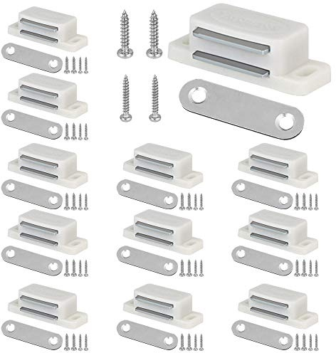 XAVSWRDE 12 Piezas Cierres Magnéticos para Puerta de Armarios Pestillo Magnético para Puerta de Madera con Tornillos Cierre de Imán para Muebles Pestillo de Imán para Cajones para Casa Oficina