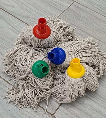 6pcs of Socket Push Plastic Twine Cotton Mop Head Jumbo Large Mop Thick Absorbent Yarn for Everyday Home /Work Commercial Mop Heads for Heavy Duty Long Lasting (400g Jumbo)