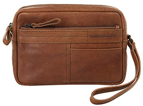 Spikes & Sparrow Handgelenktasche Echt Leder Herren 020958 Mesh-Optik, Essentieller Stauraum, Leichtes Gewicht, Vielseitige Fächer