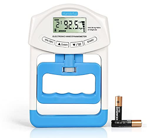 Digital Hand Dynamometer Grip Strength Measurement Meter Auto Capturing Electronic Hand Grip Power 198Lbs / 90Kgs BLUE