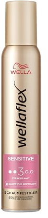 Wellaflex Sensitive Schaumfestiger | Bis zu 24 Std. starker Halt | Parfümfrei | Haltegrad 3, 200ml