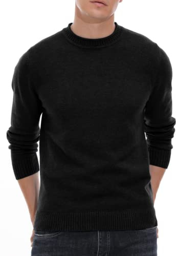 Hisir Men's Jumpers Tops Winter Warm Knitted Crew Neck Jumper Long Sleeve Soft Cozy Mock Neck Knitwear Pullover Sweaters for Men