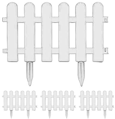 Niktule Steccati,Recinzione di Confine del Giardino - 4 Pezzi Bordi paesaggistici per Piante, staccionata Bianca Bordi per aiuole per Giardino, Bordi paesaggistici, percorsi