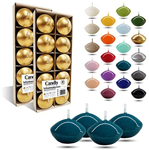 CANDLY HANDMADE© 10x Schwimmkerzen Premium Ø 45mm | Geburtstag & Namenstag, Hochzeit, Hochzeitsempfang, Valentinstag, Ostern, Weihnachten, Elegante Haus Dekoration, Candles, Kerzen (Türkis)