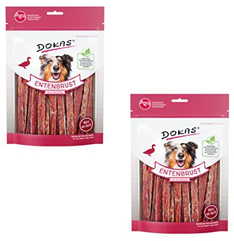 Dokas Dog Entenbrust in Streifen für Hunde - Doppelpack - 2 x 250g