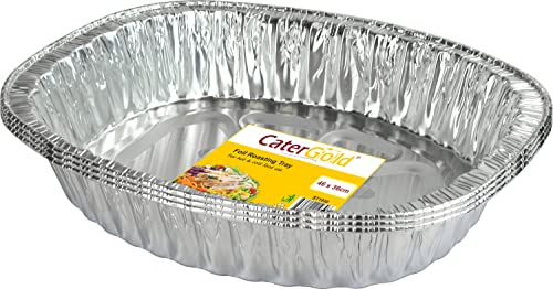 Catergold Large Oval Disposable Aluminium Foil Trays 46 x 36 x 8cm Approx (3 Pack)