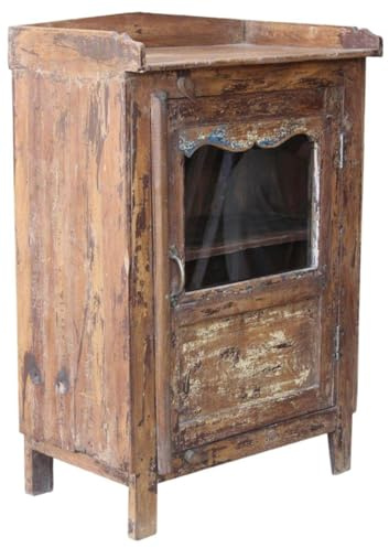 GURU SHOP Beistellschrank, Kommode, Nachttischschrank, Flurschrank mit Glastür - Modell 11, 82x54x32 cm