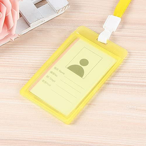 Transparenter einziehbarer Kartenhalter Studentin Klare Ausweishülle mit Ring Damen Abzeichen Kartenetui(Yellow)