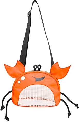 Uposao Crab Mesh Beach Bag, Beach Toys Shell Bags Foldable Seashell Collecting Sand Bags Beach Sand Toy Totes with Adjustable Shoulder Strap Outdoor Play Mesh Tote Bag for Shells, Snacks, Toys