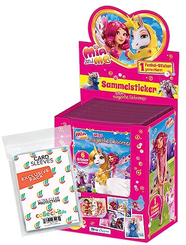 collect-it.de MY HOME OF CARDS + TOYS Exklusive Aufbewahrungshüllen im Bundle mit Mia and Me - Serie 8 - Mias Magische Einhörner - Sammelsticker - 1 Display (50 Tüten)
