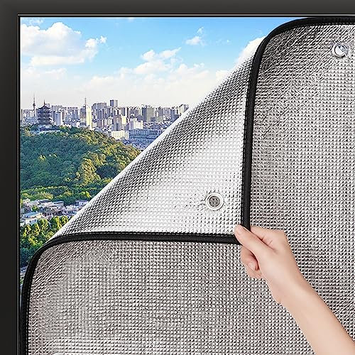 Sonnenschutz-Anti-UV-Reflektierende Dachfenster Folie,Völlig Verdunkelnde Fensterfolie,Aluminiumfolie Wärmeisolierung,Sichtschutzfolie für Balkonglasfenster,für Schlafzimmer (95x95cm/37''x37'')