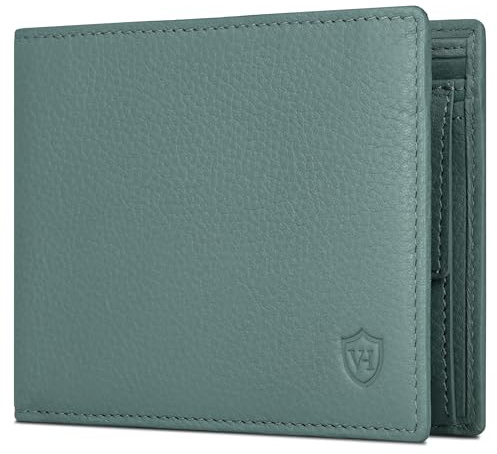 VON HEESEN Leder Geldbörse RFID Schutz I Echtleder Geldbeutel für Damen & Herren I Portemonnaie Brieftasche Wallet Portmonee (Türkis)