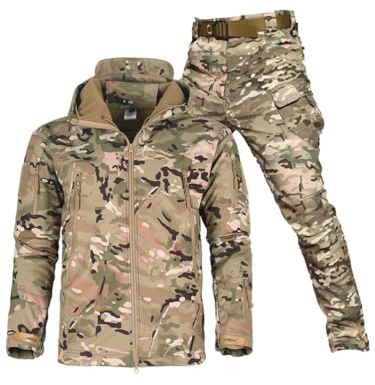 Oanviso Herren 2 Teilig Windjacke Tactical Übergangsjacke Combat Regenjacke Taktische Cargo Hose Warm Winter Uniform Set Militär Anzug Männer Outdoor Jagdbekleidung