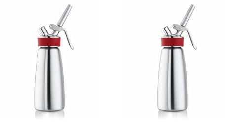 iSi Sahnespender 500ml, Gourmet Whip Plus, 0.5 Liter, aus hochwertigem Edelstahl, Betrieb mit iSi Sahnekapseln, für Sahne, warme und kalte Saucen, Suppen, Espumas und Desserts (Packung mit 2)