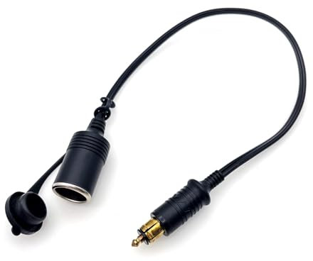 JZK Enchufe DIN macho europeo a adaptador de encendedor de cigarrillos, enchufe hembra, 12 V, 24 V, 10 A, cable de extensión para encendedor de cigarrillos para motocicleta, hgv, camión, furgoneta