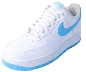 NIKE Sneaker Air Force 1 07 unisex, Bianco Acquario Blu Bianco, 45 EU