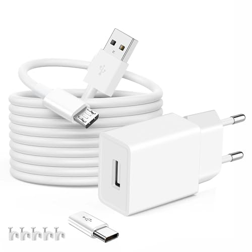 VOLTKARE 5V 2A 10W Ladegerät und Netzteil kompatibel mit Fire Tablets und Kindle eReadern,IP-Kameras, Tablets, MP3-Player, E-Reader, Smartphones, Elektrowerkzeuge und mehr,3M Micro USB Kabel