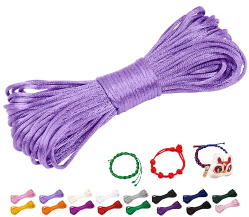 CAMAL 2mm Filo per Braccialetti, Fili Nylon per Braccialetti 20m Filo Nylon Cordoncino per Collane Fai Da Te, Cordino per Braccialetti, Gioiello, Perline, Artigianato (Viola chiaro)