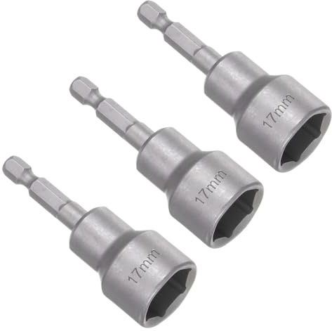 Saipor Set di 3 punte magnetiche da 17 mm, punte da trapano per avvitatore da 1/4, adattatore a bussola metrica, set di cacciaviti esagonali, lunghezza 65 mm
