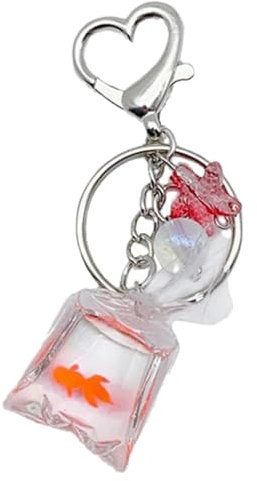 FackLOxc Schlüsselanhänger, Cartoon-Haustier-Fisch, Schlüsselanhänger, hängende Ornament, Schlüsselhalter, Rucksack, Handtasche, Anhänger für Frauen, rot