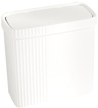MagiDeal Papelera de baño estrecha y delgada, rectangular, 11 x 5,3 x 10,7 pulgadas, Blanco