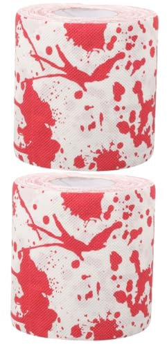 COLLBATH 2rollen Halloween Toilettenpapier Mit Blutstain-muster Kreative Bedruckte Für Badezimmer-dekoration Und Party-giveaways Praktisch Und Witzig Für Gruseligste