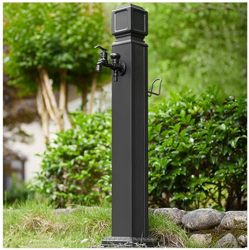 GLDWEY Fontana da Giardino in Stile Antico, Fontanella a Colonna con Rubinetto Acqua Fontanella a Colonna Acciaio Quadrata Irrigazione Giardino