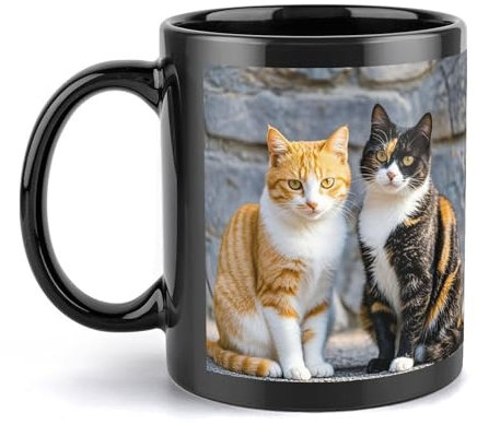 Kaffeetasse Große Porzellantasse Katzen Sitzen zusammen Kaffeetassen Keramik Große Kaffeetasse mit Henkel Lustige Tasse Teetasse für Büro und Zuhause Einzigartige Kaffeebecher