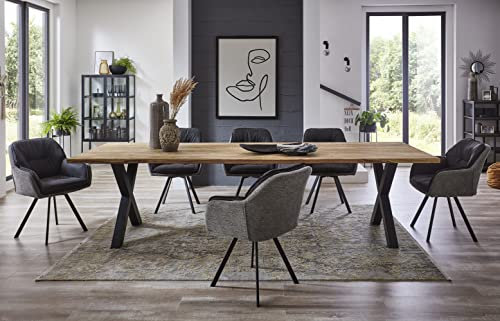 SAM Baumkantentisch Eden | 260 x 100 cm | X-Gestell schwarz | Farbe: naturfarben | Akazie 26mm | pflegeleichter Esstisch/Esszimmertisch