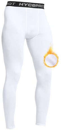 HYCOPROT Calzoncillos Térmicos para Hombre Mallas Termicas Largos Pantalon de Invierno Funcionales Calzoncillos de Esquí Ropa Interior Polar Caliente Hombre (Blanco, M)