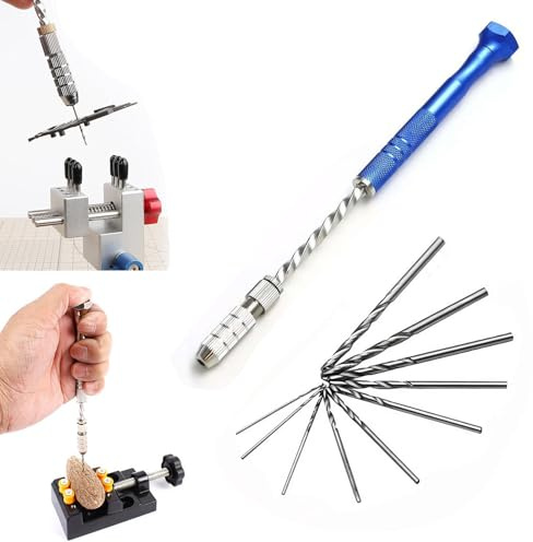 Pin Vise Hand Drill Manual,Jewelry Drill w/Micro Drill Bits (0.5mm-2.8mm),Manual Craft Drill Sharp HSS Micro Mini Twist Drill Bits Set, Pin Vise Hand Drill Rotary Tool for Jewelry Making (0.8mm-3mm)