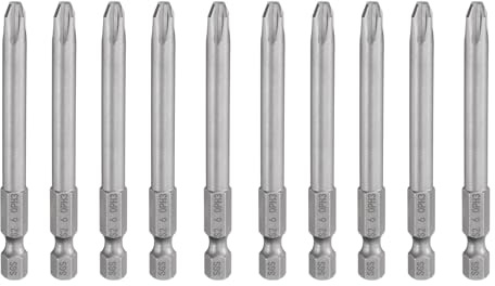 QUARKZMAN 10 Embouts de Tournevis Cruciforme Phillips #3 Ph3 de #3 75 mm | en Acier S2, avec Queue Hexagonale de 1/4 6 mm, Magnétique de Qualité Industrielle, pour Perceuse Électrique