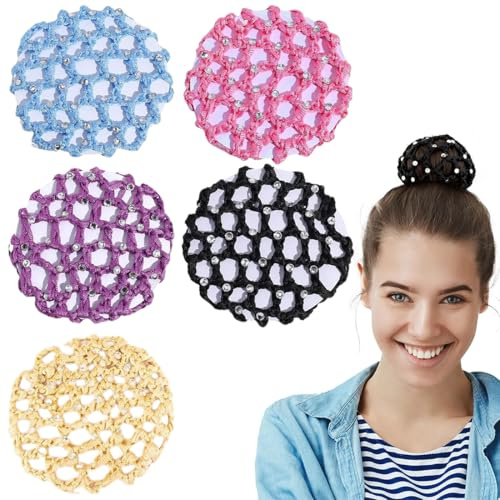 Paquete de 5 redecilla para hacer moños, set de redecilla para ballet con elásticos, ideal para hacer moños infantiles, ideal para camareros, enfermeras, bailarinas y azafatas.