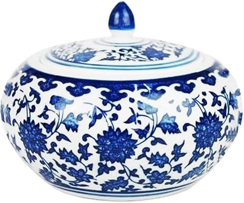 PGPAYH Sucrier, récipient à Sucre, Pot à Sucre, sucrier à café en céramique, Pot de Rangement en Porcelaine Bleue et Blanche avec Couvercle