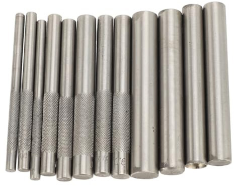 Kit de herramientas de arranque de 12 piezas de remaches de acero inoxidable cuero de metal Craftol 3mm -15 mm de ancho de 98 mm de longitud