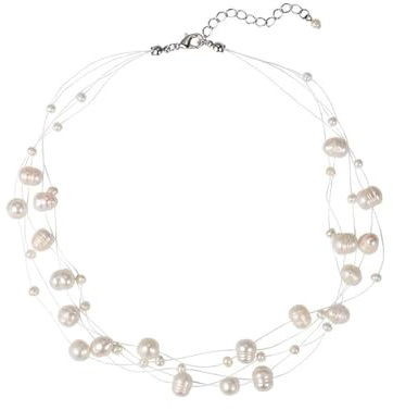 Niaspi Dainty Multi Pearl Choker Necklace for Women Retro 1920S Layered Imitation Beaded Pearl Necklaces Elegant Muliple Dainty Wedding Bridal Bridesmaid Cocktail Party Costume Accessory Jewellery