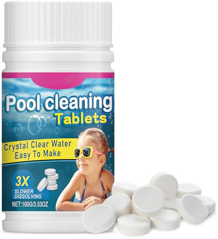 100PCS Multifunctional Chlorine Tablets for Swimming Pools, Hot Tubs & Spas - Cleaning Tablets for Inflatable Spas & Pool Maintenance