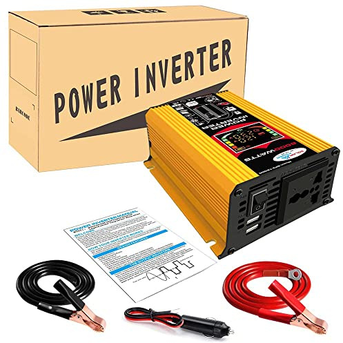 Inverter Micro inverter a onda sinusoidale modificata Convertitore 12V 220V Potenza di picco 6000W Inverter a onda sinusoidale modificata for gruppo di continuità domestico del computer(6000W Yellow)